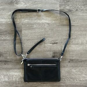 Befen Black Leather Crossbody Bag 9”